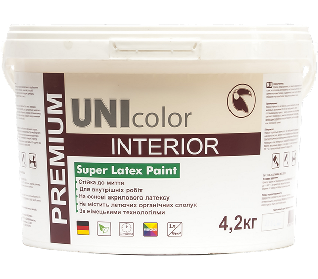  фарба UNIcolor SUPER LATEX PREMIUM стійка до миття 